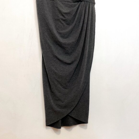 TORRID 1 Plus Size Shirred Tulip Midi Dress Charcoal Gray Short Sleeve Sheath 1X - Picture 4 of 16